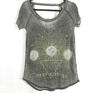 Chaser gray distressed burnout short sleeve tshirt